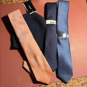 Alfani Men's Navy Beanie and Blue Ties Set